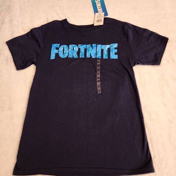 NWT Fortnite Boys Graphic Tshirt Navy Blue Size 18/20 - Picture 1 of 7